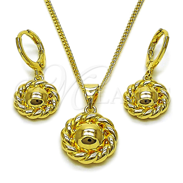 Juego de Arete y Dije de Adulto 10.213.0035 Oro Laminado, Diseño de Flor, Pulido, Tono Dorado