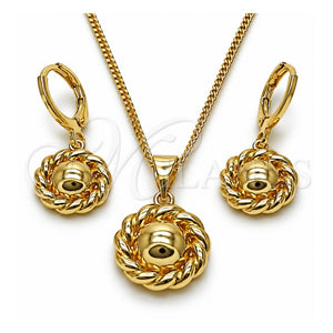 Juego de Arete y Dije de Adulto 10.213.0035 Oro Laminado, Diseño de Flor, Pulido, Tono Dorado