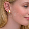 Arete Dormilona 02.213.0922 Oro Laminado, Diseño de Gota y Hueco, Pulido, Tono Dorado