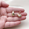 Arete Dormilona 02.213.0922 Oro Laminado, Diseño de Gota y Hueco, Pulido, Tono Dorado