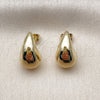 Arete Dormilona 02.213.0922 Oro Laminado, Diseño de Gota y Hueco, Pulido, Tono Dorado