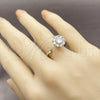 Anillo Multi Piedra 01.284.0112 Rodio Laminado, Diseño de Flor, con Zirconia Cubica Blanca, Pulido, Rodinado (Talla Unica)