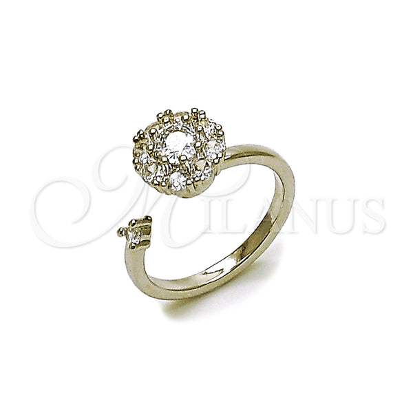 Anillo Multi Piedra 01.284.0112 Rodio Laminado, Diseño de Flor, con Zirconia Cubica Blanca, Pulido, Rodinado (Talla Unica)