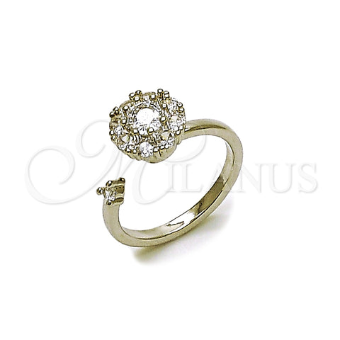 Anillo Multi Piedra 01.284.0112 Rodio Laminado, Diseño de Flor, con Zirconia Cubica Blanca, Pulido, Rodinado (Talla Unica)
