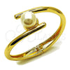 Aro Individual 07.444.0001.05 Oro Laminado, Diseño de Bola, con Perla Marfil, Pulido, Tono Dorado (Grosor 25 MM, Talla 5 (2,50 de Diámetro))