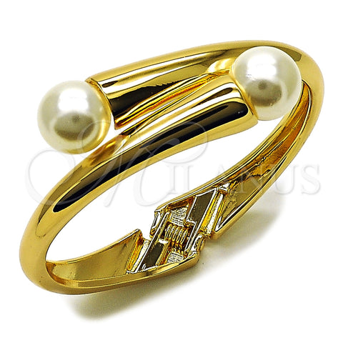 Aro Individual 07.444.0003.05 Oro Laminado, Diseño de Bola, con Marfil Perla, Pulido, Tono Dorado (20 MM Thickness, Size 5 (2.50 Diameter))