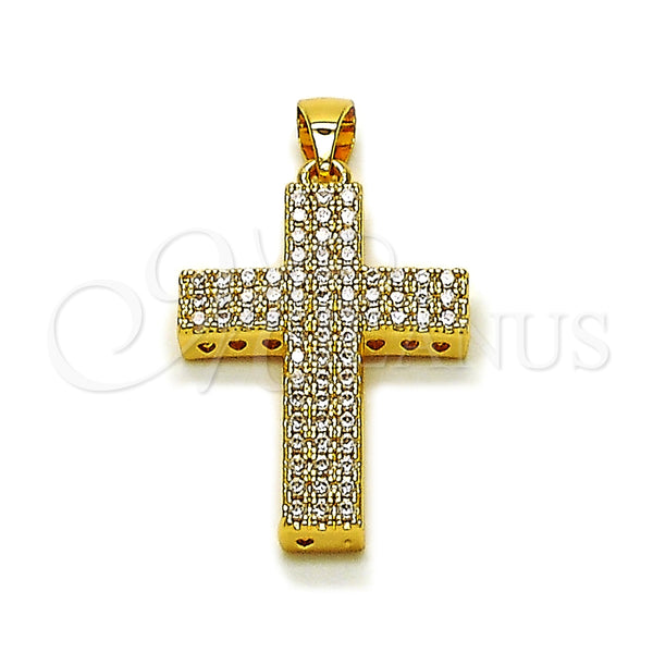 Dije Religioso 05.344.0001 Oro Laminado, Diseño de Cruz, con Blanca Zirconia Cubica, Pulido, Tono Dorado