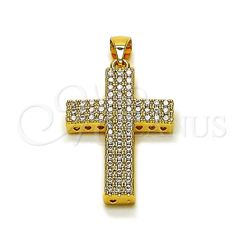 Dije Religioso 05.344.0001 Oro Laminado, Diseño de Cruz, con Blanca Zirconia Cubica, Pulido, Tono Dorado