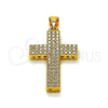 Dije Religioso 05.344.0001 Oro Laminado, Diseño de Cruz, con Blanca Zirconia Cubica, Pulido, Tono Dorado