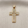 Dije Religioso 05.344.0002 Oro Laminado, Diseño de Cruz, con Blanca Micro Pave, Pulido, Tono Dorado