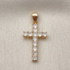 Dije Religioso 05.344.0005 Oro Laminado, Diseño de Cruz, con Blanca Zirconia Cubica, Pulido, Tono Dorado