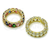 Anillo Multi Piedra 01.196.0043 Oro Laminado, con Blanca Zirconia Cubica, Pulido, Tono Dorado (One size fits all)