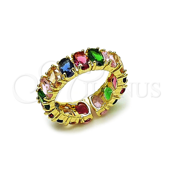 Anillo Multi Piedra 01.196.0043.1 Oro Laminado, con Multicolor Zirconia Cubica, Pulido, Tono Dorado (One size fits all)