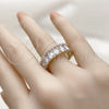 Anillo Multi Piedra 01.196.0044 Oro Laminado, Diseño de Baguette, con Blanca Zirconia Cubica, Pulido, Tono Dorado (One size fits all)
