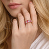 Anillo Multi Piedra 01.196.0044.1 Oro Laminado, Diseño de Baguette, con Rubi and Blanca Zirconia Cubica, Pulido, Tono Dorado (One size fits all)