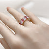 Anillo Multi Piedra 01.196.0044.1 Oro Laminado, Diseño de Baguette, con Rubi and Blanca Zirconia Cubica, Pulido, Tono Dorado (One size fits all)