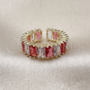 Anillo Multi Piedra 01.196.0044.1 Oro Laminado, Diseño de Baguette, con Rubi and Blanca Zirconia Cubica, Pulido, Tono Dorado (One size fits all)