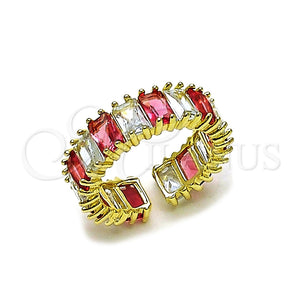 Anillo Multi Piedra 01.196.0044.1 Oro Laminado, Diseño de Baguette, con Rubi and Blanca Zirconia Cubica, Pulido, Tono Dorado (One size fits all)