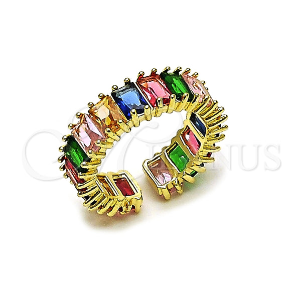 Anillo Multi Piedra 01.196.0044.2 Oro Laminado, Diseño de Baguette, con Multicolor Zirconia Cubica, Pulido, Tono Dorado (One size fits all)