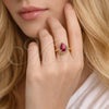 Anillo Multi Piedra 01.196.0047 Oro Laminado, Diseño de Gota, con Rubi and Blanca Zirconia Cubica, Pulido, Tono Dorado (One size fits all)