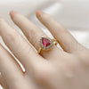 Anillo Multi Piedra 01.196.0047 Oro Laminado, Diseño de Gota, con Rubi and Blanca Zirconia Cubica, Pulido, Tono Dorado (One size fits all)