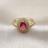 Anillo Multi Piedra 01.196.0047 Oro Laminado, Diseño de Gota, con Rubi and Blanca Zirconia Cubica, Pulido, Tono Dorado (One size fits all)