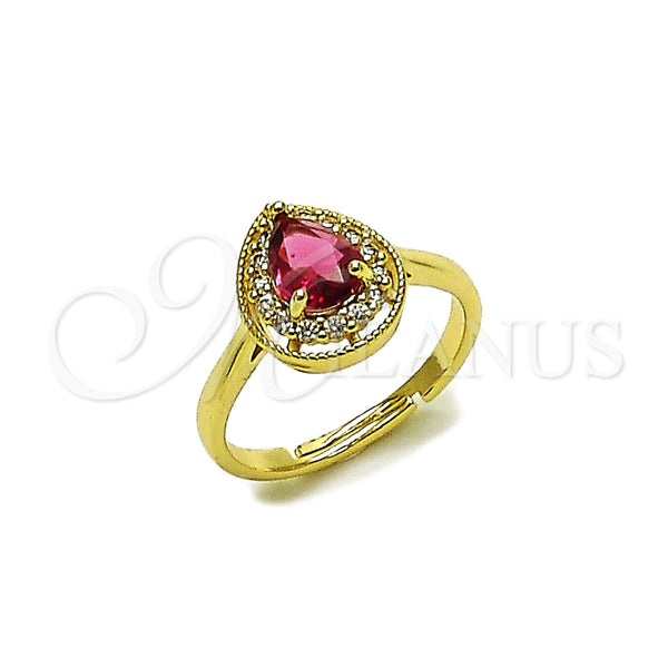Anillo Multi Piedra 01.196.0047 Oro Laminado, Diseño de Gota, con Rubi and Blanca Zirconia Cubica, Pulido, Tono Dorado (One size fits all)