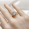 Anillo Multi Piedra 01.196.0047.1 Oro Laminado, Diseño de Gota, con Rosado and Blanca Zirconia Cubica, Pulido, Tono Dorado (One size fits all)