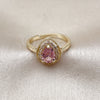 Anillo Multi Piedra 01.196.0047.1 Oro Laminado, Diseño de Gota, con Rosado and Blanca Zirconia Cubica, Pulido, Tono Dorado (One size fits all)
