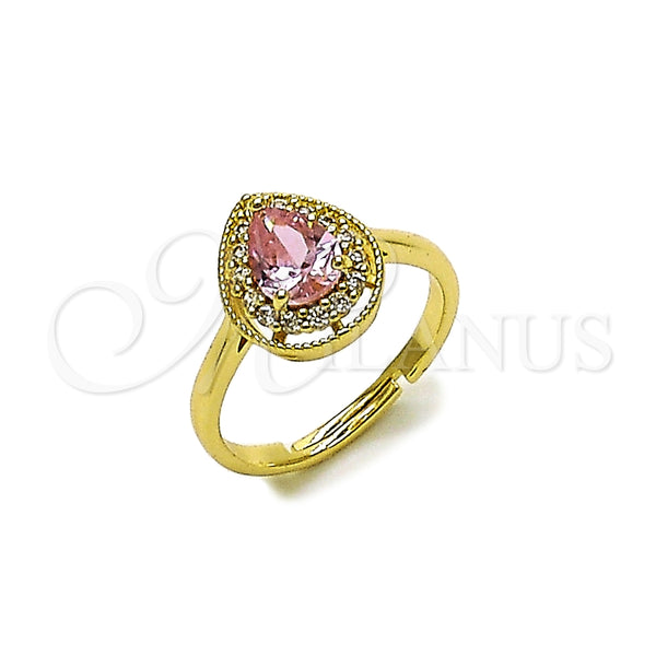 Anillo Multi Piedra 01.196.0047.1 Oro Laminado, Diseño de Gota, con Rosado and Blanca Zirconia Cubica, Pulido, Tono Dorado (One size fits all)