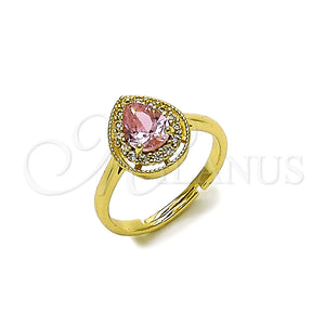 Anillo Multi Piedra 01.196.0047.1 Oro Laminado, Diseño de Gota, con Rosado and Blanca Zirconia Cubica, Pulido, Tono Dorado (One size fits all)