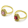 Anillo Multi Piedra 01.196.0047.1 Oro Laminado, Diseño de Gota, con Rosado and Blanca Zirconia Cubica, Pulido, Tono Dorado (One size fits all)