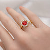 Anillo Multi Piedra 01.196.0048 Oro Laminado, Diseño de Corazón, con Rubi and Blanca Zirconia Cubica, Pulido, Tono Dorado (One size fits all)