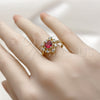 Anillo Multi Piedra 01.196.0048 Oro Laminado, Diseño de Corazón, con Rubi and Blanca Zirconia Cubica, Pulido, Tono Dorado (One size fits all)