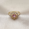 Anillo Multi Piedra 01.196.0048.1 Oro Laminado, Diseño de Corazón, con Rosado and Blanca Zirconia Cubica, Pulido, Tono Dorado (One size fits all)