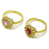 Anillo Multi Piedra 01.196.0048.1 Oro Laminado, Diseño de Corazón, con Rosado and Blanca Zirconia Cubica, Pulido, Tono Dorado (One size fits all)