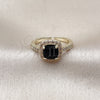 Anillo Multi Piedra 01.196.0050 Oro Laminado, Diseño de Cluster, con Negro Zirconia Cubica and Blanca Micro Pave, Pulido, Tono Dorado (One size fits all)