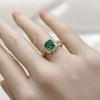 Anillo Multi Piedra 01.196.0050.1 Oro Laminado, Diseño de Cluster, con Verde Zirconia Cubica and Blanca Micro Pave, Pulido, Tono Dorado (One size fits all)