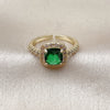 Anillo Multi Piedra 01.196.0050.1 Oro Laminado, Diseño de Cluster, con Verde Zirconia Cubica and Blanca Micro Pave, Pulido, Tono Dorado (One size fits all)