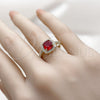 Anillo Multi Piedra 01.196.0050.2 Oro Laminado, Diseño de Cluster, con Granate Zirconia Cubica and Blanca Micro Pave, Pulido, Tono Dorado (One size fits all)