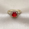 Anillo Multi Piedra 01.196.0050.2 Oro Laminado, Diseño de Cluster, con Granate Zirconia Cubica and Blanca Micro Pave, Pulido, Tono Dorado (One size fits all)