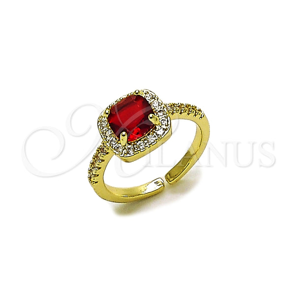 Anillo Multi Piedra 01.196.0050.2 Oro Laminado, Diseño de Cluster, con Granate Zirconia Cubica and Blanca Micro Pave, Pulido, Tono Dorado (One size fits all)