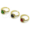 Anillo Multi Piedra 01.196.0050.2 Oro Laminado, Diseño de Cluster, con Granate Zirconia Cubica and Blanca Micro Pave, Pulido, Tono Dorado (One size fits all)