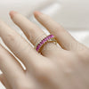 Anillo Multi Piedra 01.196.0053 Oro Laminado, Diseño de Baguette, con Rubi Zirconia Cubica, Pulido, Tono Dorado (One size fits all)