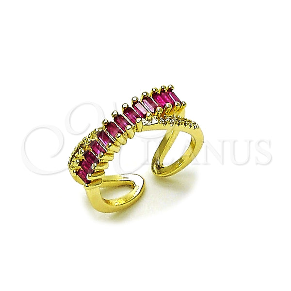 Anillo Multi Piedra 01.196.0053 Oro Laminado, Diseño de Baguette, con Rubi Zirconia Cubica, Pulido, Tono Dorado (One size fits all)