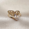 Anillo Multi Piedra 01.196.0055 Oro Laminado, Diseño de Mariposa, con Blanca Zirconia Cubica and Blanca Micro Pave, Pulido, Tono Dorado (One size fits all)