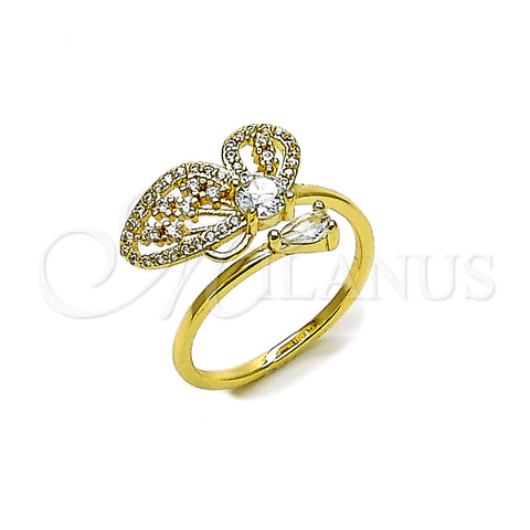 Anillo Multi Piedra 01.196.0055 Oro Laminado, Diseño de Mariposa, con Blanca Zirconia Cubica and Blanca Micro Pave, Pulido, Tono Dorado (One size fits all)
