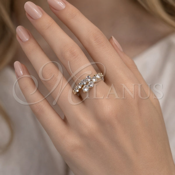 Anillo Multi Piedra 01.196.0058 Oro Laminado, con Blanca Zirconia Cubica, Pulido, Tono Dorado (One size fits all)