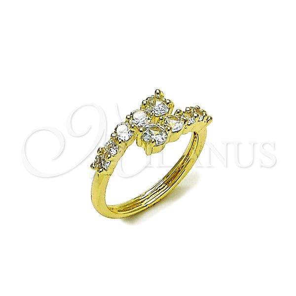 Anillo Multi Piedra 01.196.0058 Oro Laminado, con Blanca Zirconia Cubica, Pulido, Tono Dorado (One size fits all)
