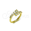 Anillo Multi Piedra 01.196.0058 Oro Laminado, con Blanca Zirconia Cubica, Pulido, Tono Dorado (One size fits all)